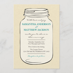 Convite de Casamento Estilo Pote de Mason 2 - Azul