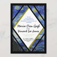 Convite de Casamento Estrela Noturna de Van Gogh
