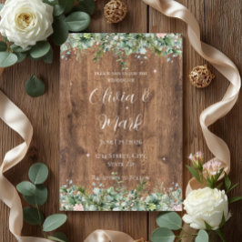 Convite de Casamento Eucalipto Rosa Empoeirado | F