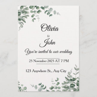 Convite de Casamento Eucalyptus Elegance