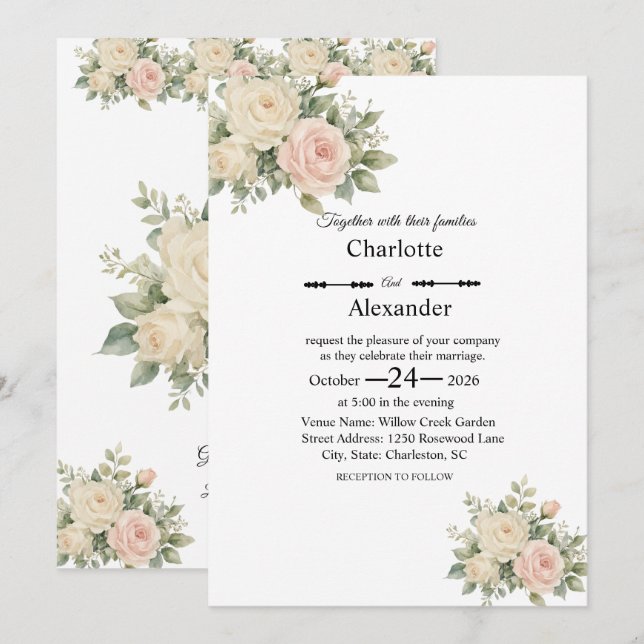 Convite de Casamento Eucalyptus Elegance Flat (Frente/Verso)