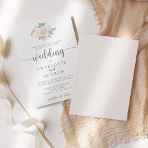 Convite De Casamento Eucalyptus Floral, Cor-De-Ros