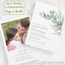 Convite de casamento Eucalyptus Greenery com RSVP
