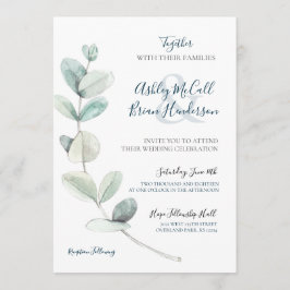 Convite de casamento Eucalyptus Modern Watercolor