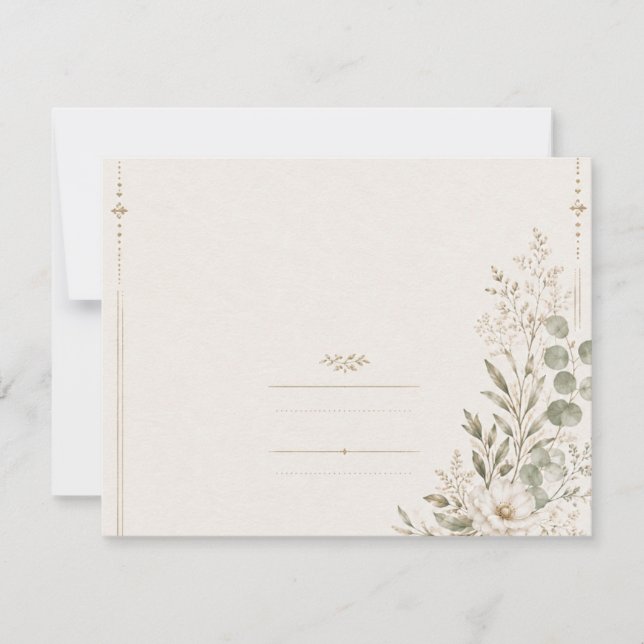 Convite de Casamento Europeu em Verde Oliva (Frente)