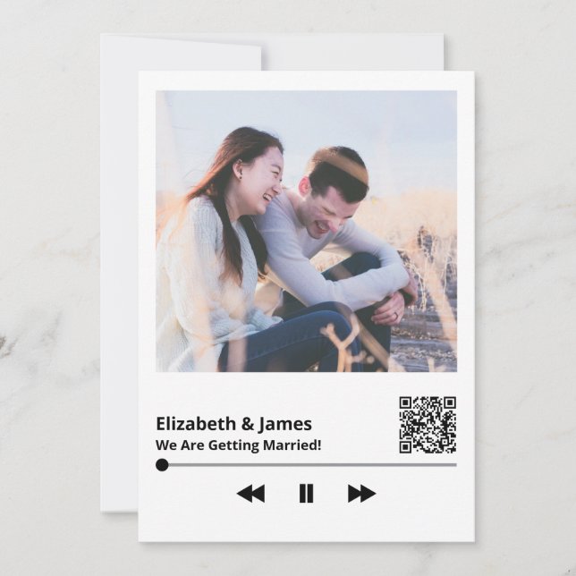 Convite de Casamento Exclusivo do Código QR de Fot (Frente)