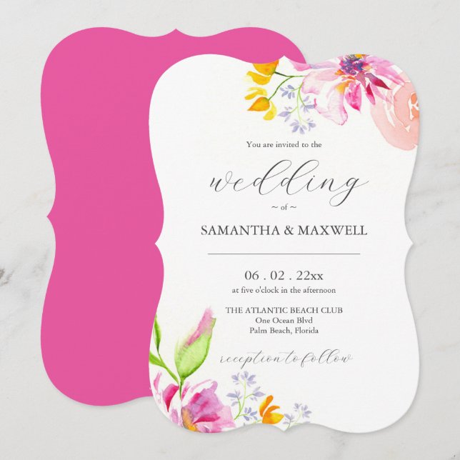 Convite de casamento exclusivo Floral (Frente/Verso)