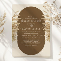Convite de Casamento Exótico Boêmio Terroso de Gra