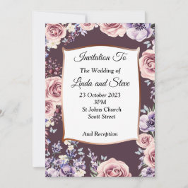 Convite de Casamento Exquisito, rosas, cobre