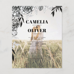 Convite de casamento EXTERIOR DA FOTO Rosas Pretos