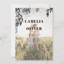 Convite de casamento EXTERIOR DA FOTO Rosas Pretos