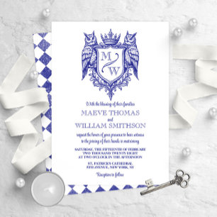 Convite de Casamento Fantasia Coroa e Coroa de Cor