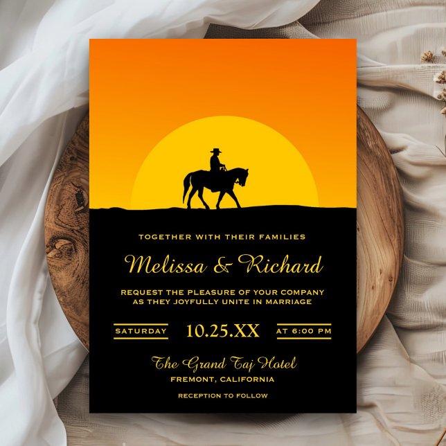 Convite de Casamento Farroupilha Western Sunset Ca (Criador carregado)