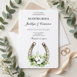 Convite de Casamento Ferradura Floral Elegante