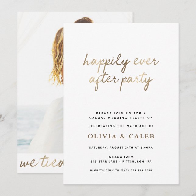 Convite de casamento Festa Felizes para Sempre (Frente/Verso)