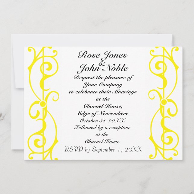 Convite De Casamento Fibril Ivory (Amarelo) (Frente)