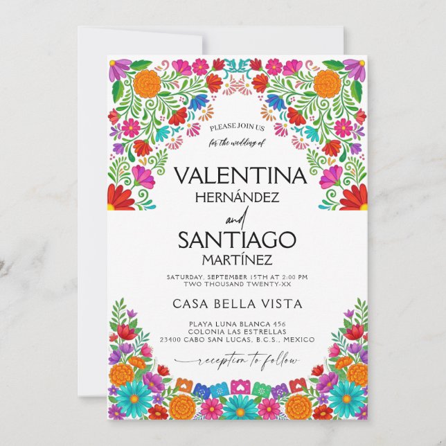 Convite de Casamento Fiesta Mexicana (Frente)