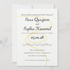 Convite de Casamento Fio Simples de Ouro