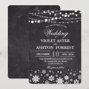 Convite de Casamento Floco de Neve de Inverno