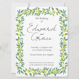 Convite de Casamento Flor Amarela Selvagem Cartão