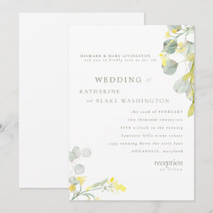 Convite de Casamento Flor Amarela Selvagem & Eucal