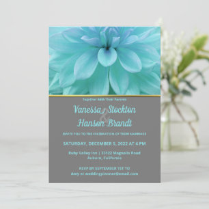 Convite de Casamento Flor Azul Moderna