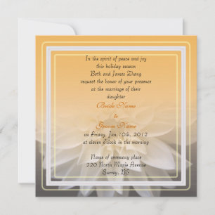 convite de casamento flor dália branca