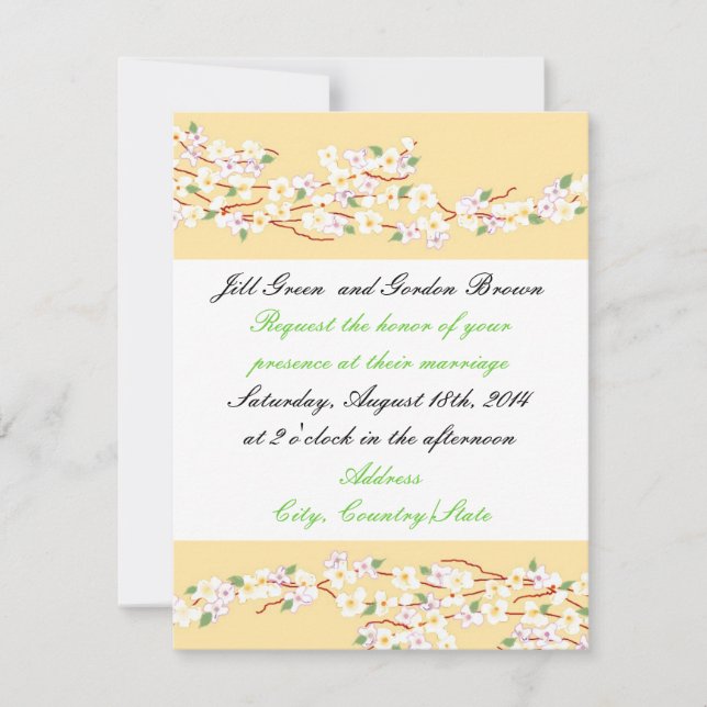 Convite de Casamento Flor de Amarelo Elegante (Frente)