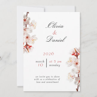 Convite de Casamento Flor de Blush Suave