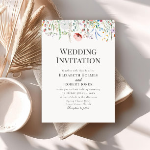 Convite de Casamento Flor de Campo Aquarela Boêmio