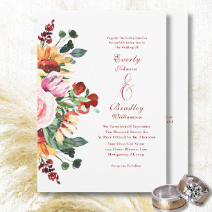 Convite de Casamento Flor de Campo Rústica Aquarel