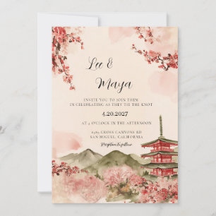 Convite de Casamento Flor de Cerejeira Japonesa Sa