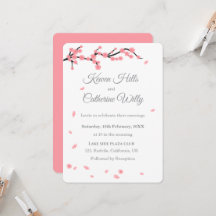 Convite de Casamento Flor de Cerejeira Rosa
