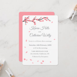 Convite de Casamento Flor de Cerejeira Rosa