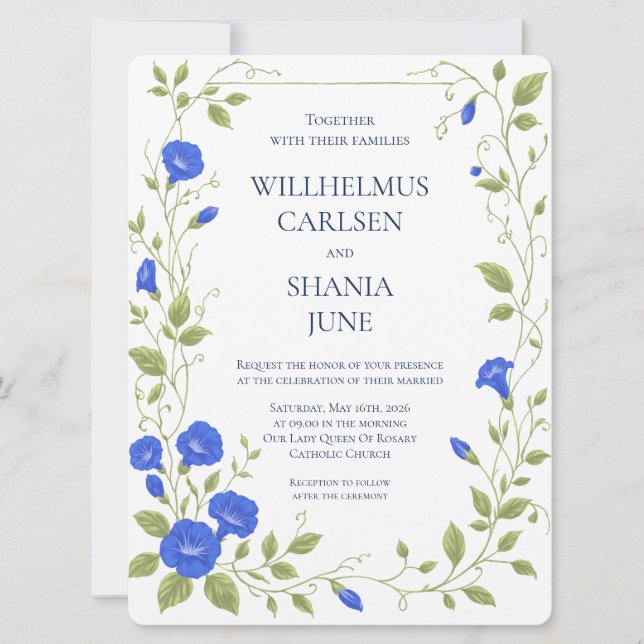 Convite de Casamento Flor de Glória da Manhã (Frente)