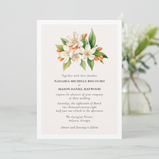 Convite de Casamento Flor de Laranjeira (Em pé/Frente)