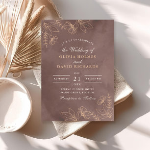 Convite de Casamento Flor de Pêssego Terracota