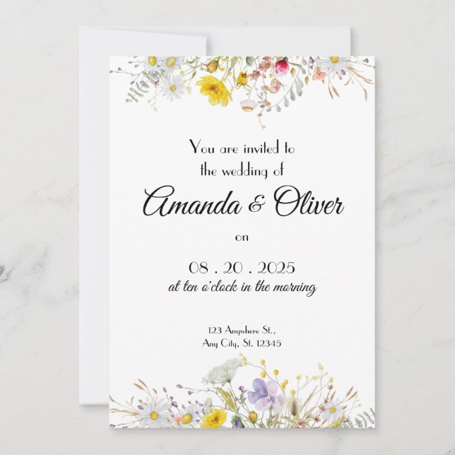 Convite de Casamento Flor de Primavera (Frente)