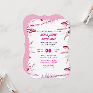 Convite de Casamento Flor de Rosa: Bege Rosa