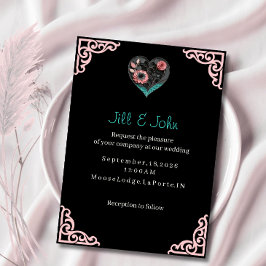 Convite de Casamento Flor do Coração Elegante