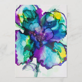 Convite de Casamento Flor Power Alcohol Ink Bold