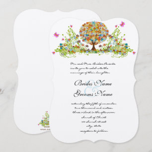 Convite de Casamento Flor Romântica Árvore do Amor