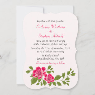 Convite de Casamento Flor Rosa e Branco
