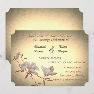 Convite de Casamento Flor Rústica Vintage, Magnóli