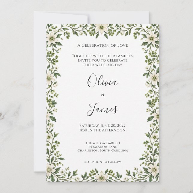 Convite de Casamento Flor Silvestre (Frente)