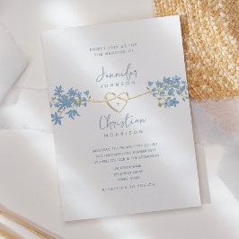 Convite de Casamento Flor Silvestre Azul Polvilhad