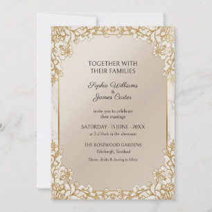Convite de Casamento Flor Silvestre Dourada Champa