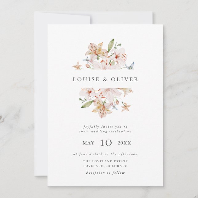 Convite de Casamento Flor Silvestre Elegante (Frente)