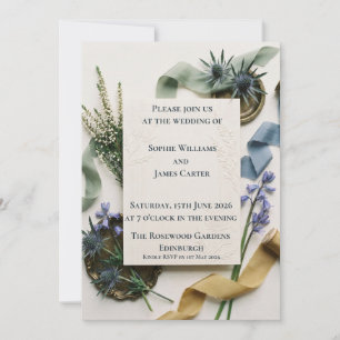 Convite de Casamento Flor Silvestre Escocesa Eryng