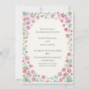 Convite de Casamento Flor Silvestre Roxa